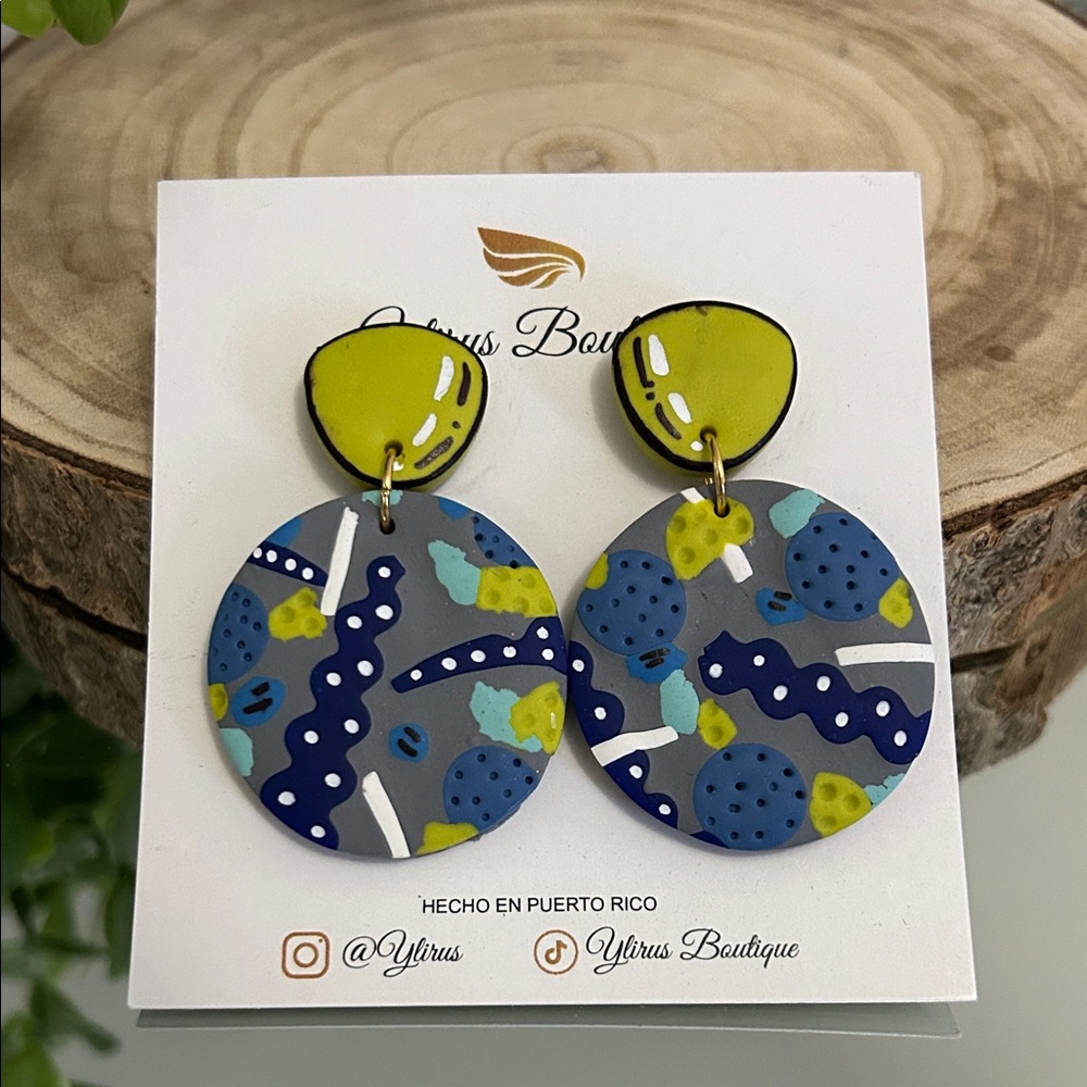 Blue and Green Statement Earrings